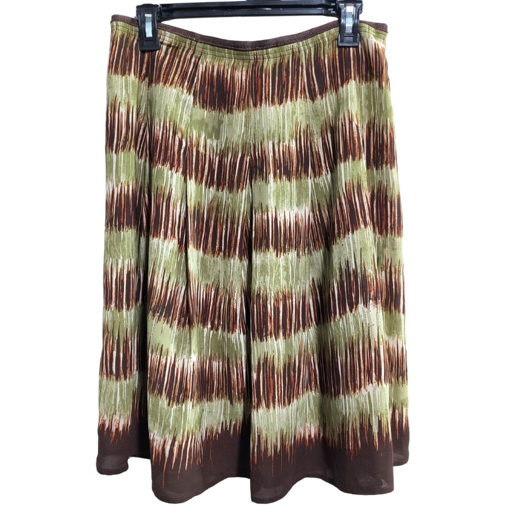 Think Tank Size 8 Earth Tone Skirt Green Brown Bohemian Style